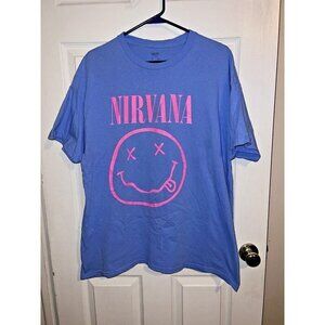 NIRVANA Short-Sleeve Neon Smile Boyfriend Graphic Crewneck T-Shirt Sz XL